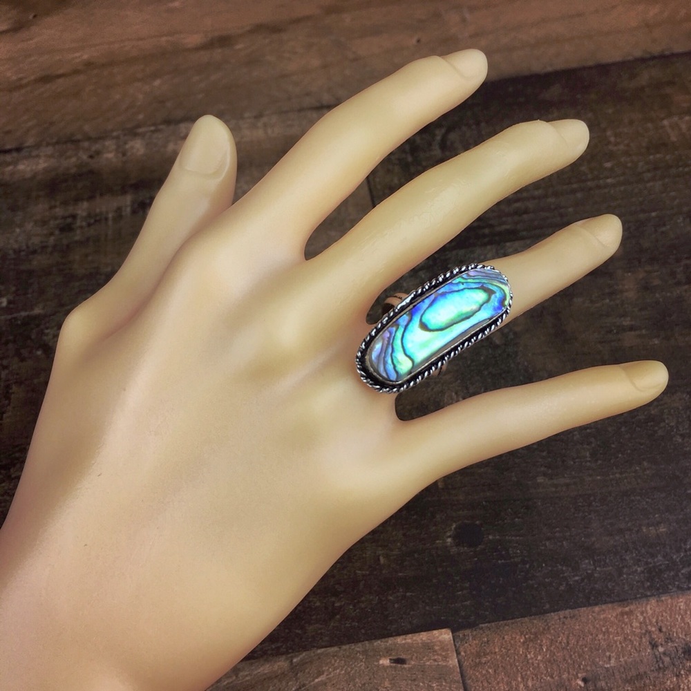 Abalone Statement Ring Size 7 - image 5